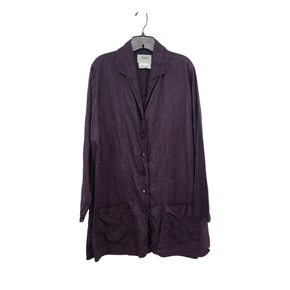 Flax by Jeanne Engelhart Women's 100% Silk Button Front Blazer - M